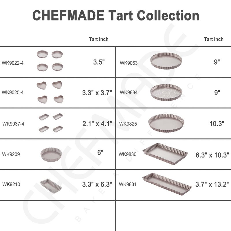 CHEFMADE Mini Tart Pan Set, 4-Inch 4Pcs with Removable Loose Bottom Non-Stick Heart-shaped Quiche Bakeware for Oven and Instant Pot Baking (Champagne Gold) - Image 4